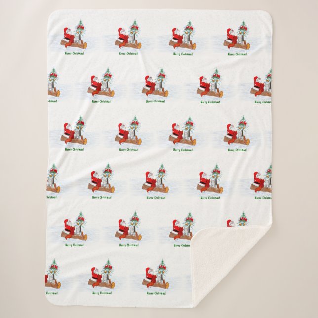 Weihnachtsmann mit Rabbit Fox und Eichhörnchen Sherpadecke (Vorderseite)