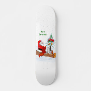 Weihnachtsmann mit Rabbit Fox und Eichhörnchen Skateboard