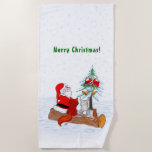 Weihnachtsmann mit Rabbit Fox und Eichhörnchen Strandtuch<br><div class="desc">Frohe Weihnachten! - Santa Claus mit Rabbit Fox und Eichhörnchen - farbiger Bleistift zeichnend von Krisi ArtKSZP~~~ Store Category >>>> Frohe Weihnachten für Kinder >>>> Weihnachtsmann mit Rabbit Fox Eichhörnchen</div>