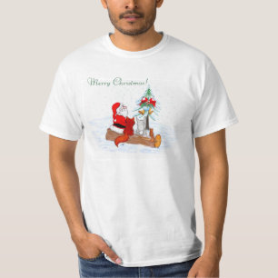 Weihnachtsmann mit Rabbit Fox und Eichhörnchen T-Shirt