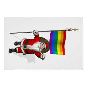 Weihnachtsmann mit Regenbogenflagge der Schwulenbe Poster