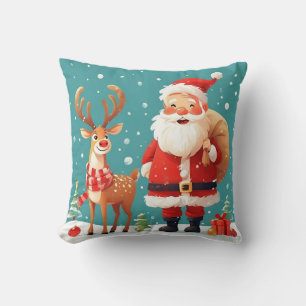 Weihnachtsmann mit Rentieren feiert Weihnachten Kissen