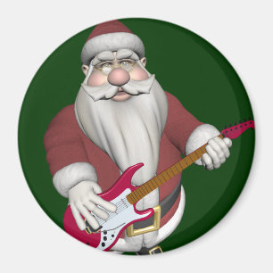 Weihnachtsmann mit roter E-Gitarre Magnet