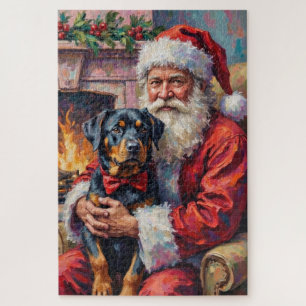 Weihnachtsmann mit Rottweiler Weihnachtskunst