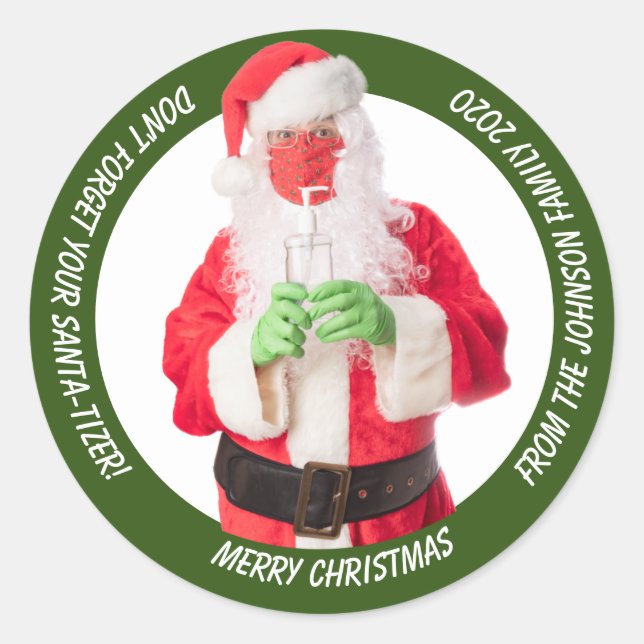 Weihnachtsmann mit Sanitäter 2020 Runder Aufkleber (Vorderseite)