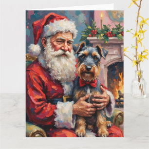 Weihnachtsmann mit Schnauzer Weihnachtskunst Karte