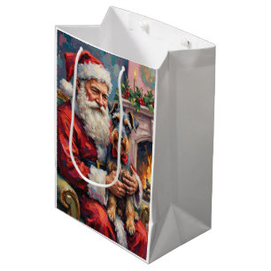 Weihnachtsmann mit Schnauzer Weihnachtskunst Mittlere Geschenktüte