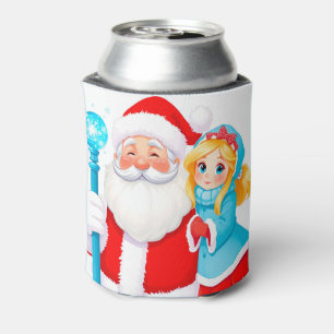 Weihnachtsmann mit Schneemädchen in Winterkleidung Dosenkühler