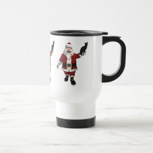 Weihnachtsmann mit schwarzer Katze Reisebecher