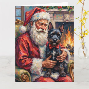Weihnachtsmann mit Scottish Terrier Weihnachtskuns Karte