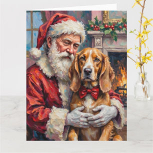 Weihnachtsmann mit Seidenwindhund - Weihnachtskuns Karte