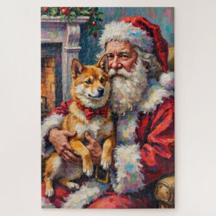 Weihnachtsmann mit Shiba Inu Weihnachtskunst