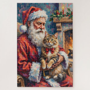 Weihnachtsmann mit Sibirischer Katze Weihnachtskun
