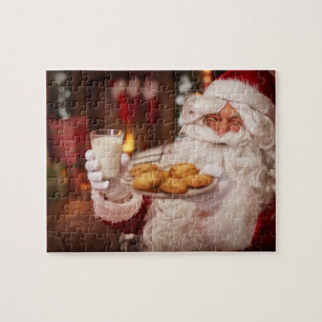 Weihnachtsmann mit Snacks Jigsaw (Horizontal)