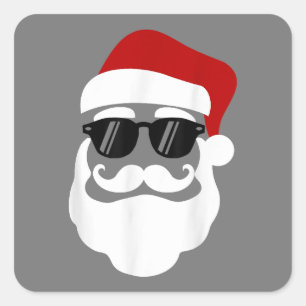 Weihnachtsmann mit Sonnenbrille Funny Christmas De Quadratischer Aufkleber