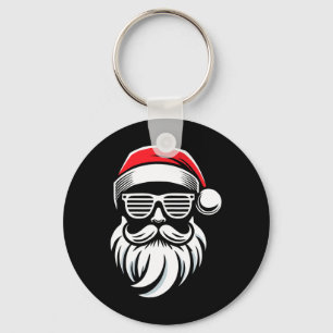 Weihnachtsmann mit Sonnenbrille und Bart für Weihn Schlüsselanhänger