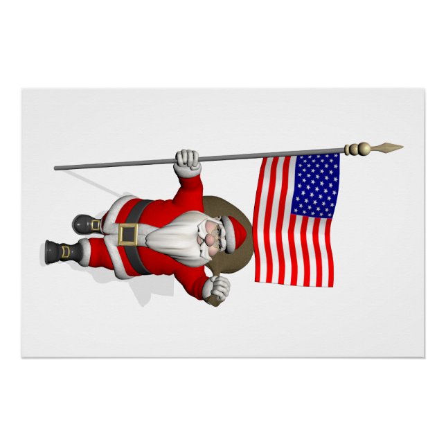 Weihnachtsmann mit sternengesprenkeltem Banner Poster (Vorderseite)