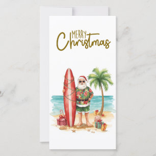 Weihnachtsmann mit Surfbrett Weihnachten tropisch