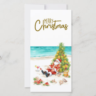 Weihnachtsmann mit Surfbrett Weihnachten tropisch
