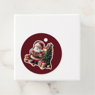 Weihnachtsmann mit Tannenbaum in 3D -  Geschenkanhänger