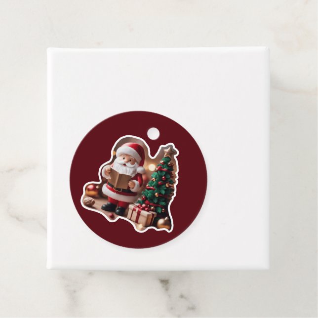 Weihnachtsmann mit Tannenbaum in 3D -  Geschenkanhänger (Beispiel)