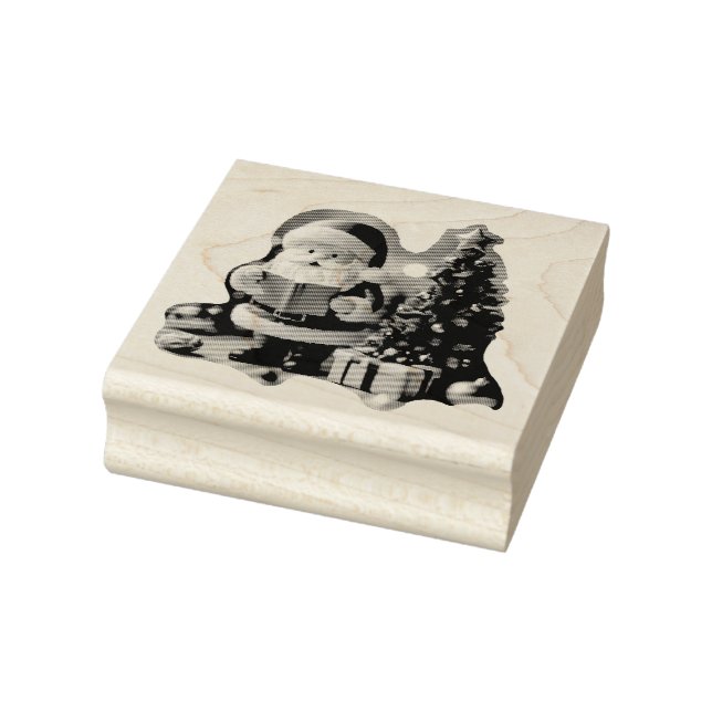 Weihnachtsmann mit Tannenbaum in 3D -  Gummistempel (Stempel)