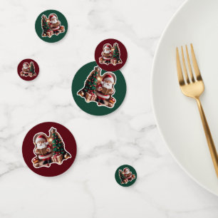 Weihnachtsmann mit Tannenbaum in 3D -  Konfetti
