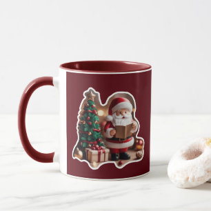 Weihnachtsmann mit Tannenbaum in 3D - Tasse