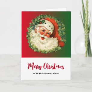 Weihnachtsmann mit Tannenkranz Weihnachten Karte