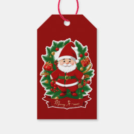 Weihnachtsmann mit Tannenzweigen - Geschenkanhänger