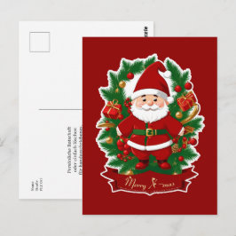 Weihnachtsmann mit Tannenzweigen -  Postkarte