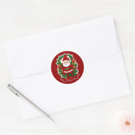 Weihnachtsmann mit Tannenzweigen - Runder Aufkleber