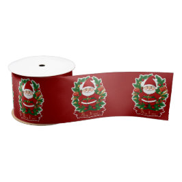 Weihnachtsmann mit Tannenzweigen - Satinband