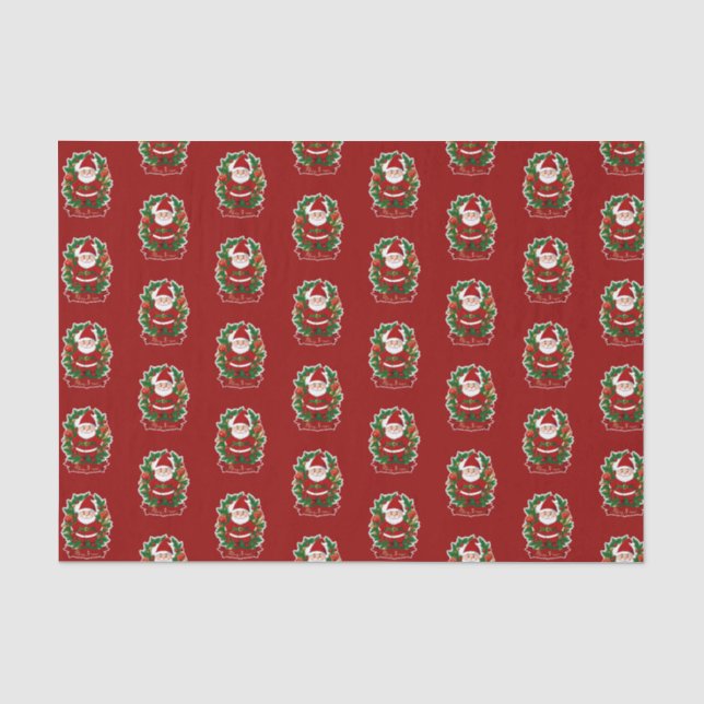 Weihnachtsmann mit Tannenzweigen -  Seidenpapier (Vorderseite)