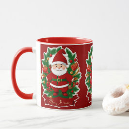 Weihnachtsmann mit Tannenzweigen - Tasse