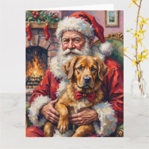Weihnachtsmann mit Tibetmastiff Weihnachtskunst Karte