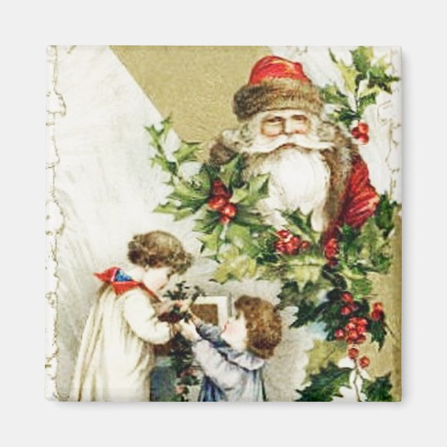 Weihnachtsmann mit Vintagen Kindern Magnet (Vorne)