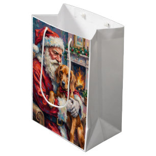 Weihnachtsmann mit Vizsla Weihnachtskunst Mittlere Geschenktüte