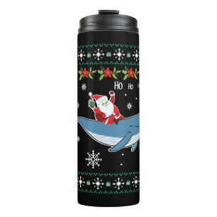Weihnachtsmann mit Weihnachten Reiten Whale hässli Thermosbecher