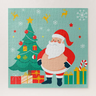 Weihnachtsmann mit Weihnachtsbaum und Geschenken