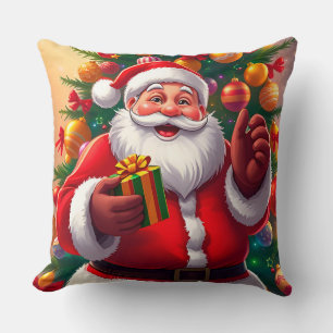 Weihnachtsmann mit Weihnachtsbaum und Geschenken Kissen