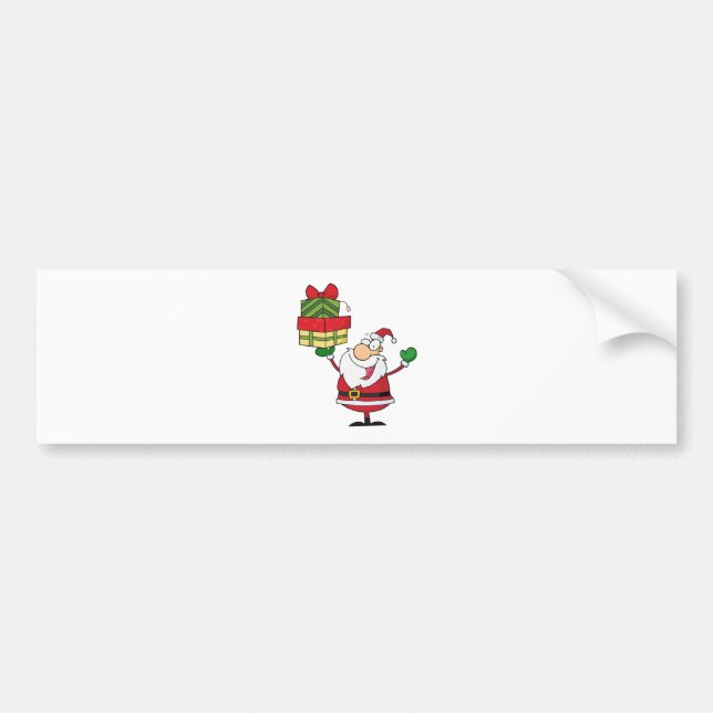 Weihnachtsmann mit Weihnachtsgeschenk Autoaufkleber (Vorne)