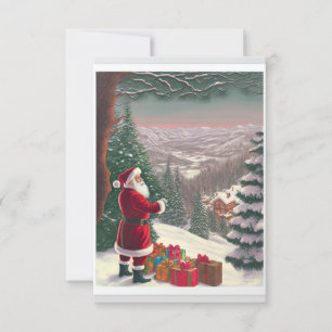 Weihnachtsmann mit Weihnachtsgeschenken in schneel Einladung