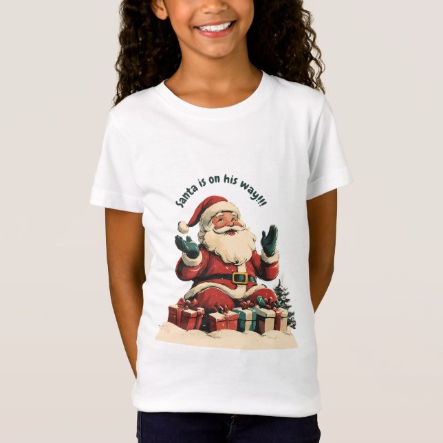 Weihnachtsmann mit Weihnachtsgeschenken T-Shirt (Vorderseite)