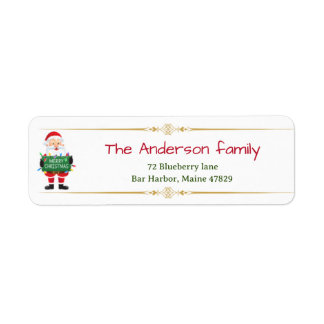 Weihnachtsmann mit Weihnachtsschild Absenderadress