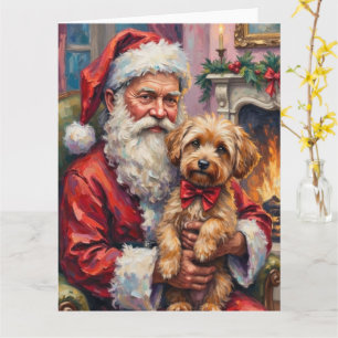 Weihnachtsmann mit Yorkipoo-Weihnachtskunst Karte