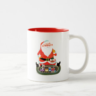 Weihnachtsmann mit Zug Zweifarbige Tasse