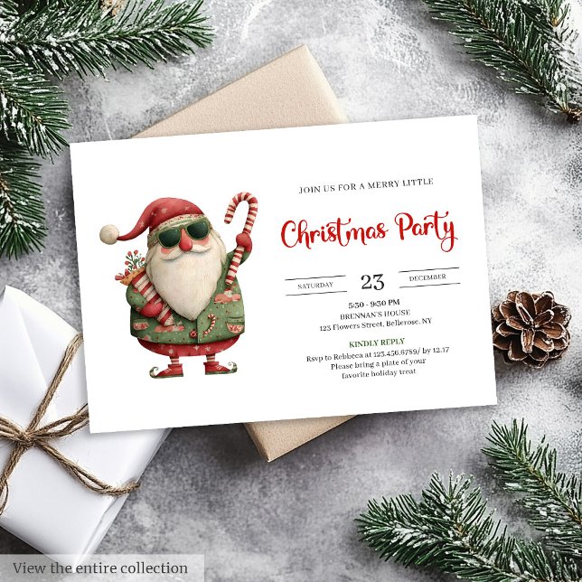Weihnachtsmann moderne Wasserfarbe Einladungskarte (Santa Claus modern watercolor holiday invite card)