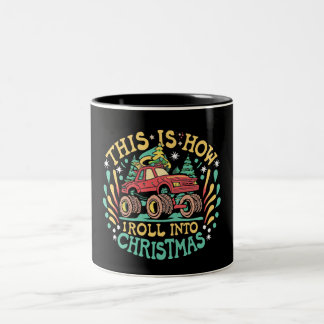 Weihnachtsmann Monster Truck Boys Weihnachten Zweifarbige Tasse