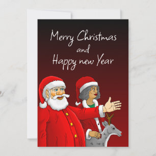Weihnachtsmann, Mrs. Claus und Rudolph das Rentier Feiertagskarte
